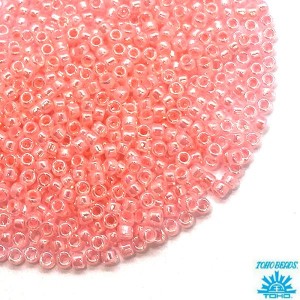 Бисер TOHO №15 цвет 0145 прозрачный, светло-розовое отверстие/перламутр ЯПОНИЯ пакет 5 граммов