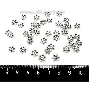 Разделитель Снежинка Большая 8*2 мм, цвет старое серебро 40 штук/упаковка