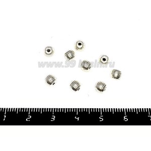 Разделитель с бороздками 4,5*4 мм светлое серебро, металл 20 штук/упаковка