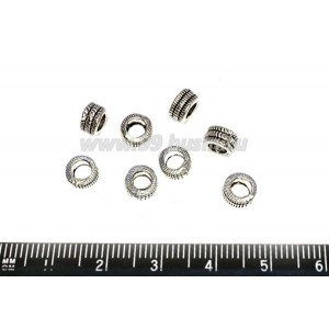 Разделитель Колечко ребристое 6*4 мм, отверстие 4 мм, цвет старое серебро, 12 штук/упаковка