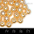 Бусины пластик 10 мм, цвет Жемчужный Темно-Карамельный, 18 гр/ок 35 штук/упаковка