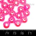 Бусины пластик 10 мм, цвет Жемчужный Ярко-Розовый, 18 гр/ок 35 штук/упаковка