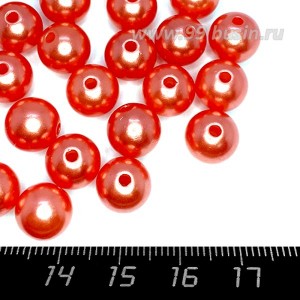 Бусины пластик 10 мм, цвет Жемчужный Грейпфрут, 18 гр/ок 35 штук/упаковка