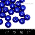 Бусины пластик 10 мм, цвет Жемчужный Синий, 18 гр/ок 35 штук/упаковка