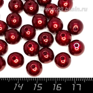 Бусины пластик 10 мм, цвет Жемчужный Гранатовый, 18 гр/ок 35 штук/упаковка