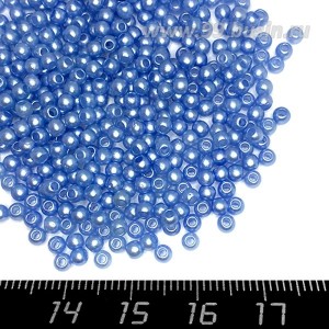 Бусины пластик 3 мм, цвет Жемчужный Светло-Синий 16 гр/ок 1100 штук/упаковка