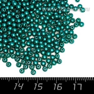 Бусины пластик 3 мм, цвет Жемчужный Изумрудный 16 гр/ок 1100 штук/упаковка
