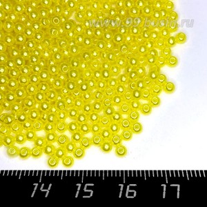 Бусины пластик 3 мм, цвет Жемчужный Желтый, 16 гр/ок 1100 штук/упаковка