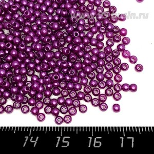 Бусины пластик 3 мм, цвет Жемчужный Фиолетовый, 16 гр/ок 1100 штук/упаковка