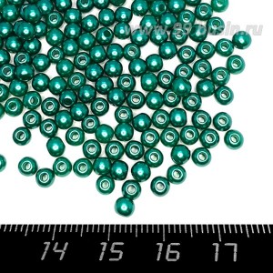 Бусины пластик 4 мм, цвет Жемчужный Изумрудный 18 гр/ок 600 штук/упаковка