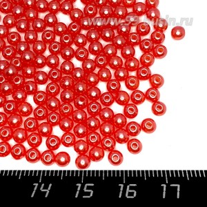 Бусины пластик 4 мм, цвет Жемчужный Грейпфрут, 18 гр/ок 600 штук/упаковка