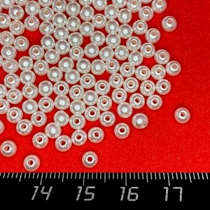 Бусины пластик 4 мм, цвет Жемчужный Белый, 18 гр/ок 600 штук/упаковка