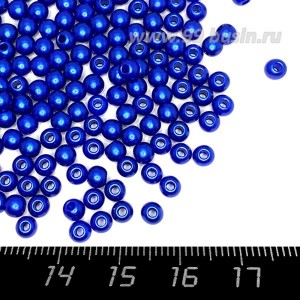 Бусины пластик 4 мм, цвет Жемчужный Синий, 18 гр/ок 600 штук/упаковка