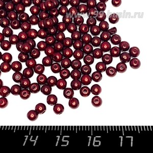 Бусины пластик 4 мм, цвет Жемчужный Гранатовый, 18 гр/ок 600 штук/упаковка