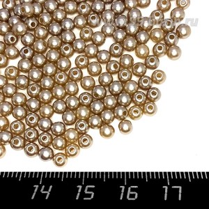 Бусины пластик 4 мм, цвет Жемчужный Кофейный, 18 гр/ок 600 штук/упаковка