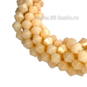 Бусина хрустальная биконус 3 мм непрозрачный карамельный длина нити около 40 см/130 штук