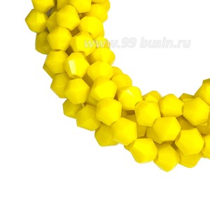 Бусины хрустальные биконус 4 мм непрозрачный ярко-желтый нить ок. 40 см/105 штук