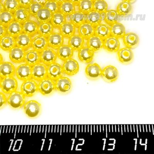 Бусины пластик 6 мм, цвет Жемчужный Медовый 20 гр/ок 190 штук/упаковка