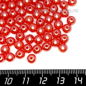 Бусины пластик 6 мм, цвет Жемчужный Грейпфрут, 20 гр/ок 190 штук/упаковка