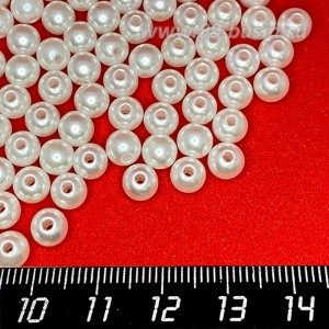 Бусины пластик 6 мм, цвет Жемчужный Белый, 20 гр/ок 190 штук/упаковка
