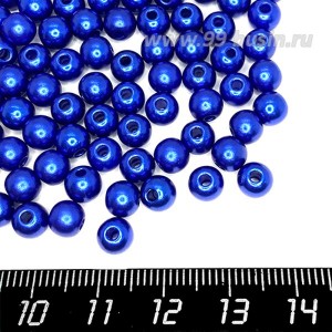 Бусины пластик 6 мм, цвет Жемчужный Синий, 20 гр/ок 190 штук/упаковка