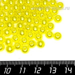 Бусины пластик 6 мм, цвет Жемчужный Желтый, 20 гр/ок 190 штук/упаковка