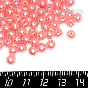 Бусины пластик 6 мм, цвет Жемчужный Розовый Коралл, 20 гр/ок 190 штук/упаковка