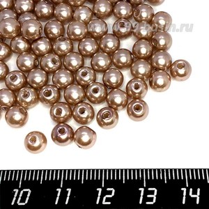Бусины пластик 6 мм, цвет Жемчужный Кофейный, 20 гр/ок 190 штук/упаковка