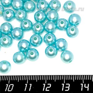 Бусины пластик 8 мм, цвет Жемчужный Голубой 20 гр/ок 75 штук/упаковка