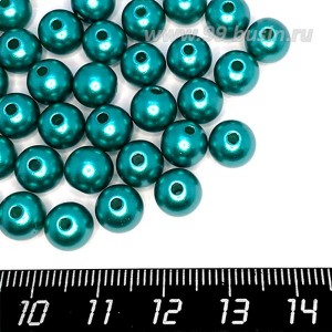 Бусины пластик 8 мм, цвет Жемчужный Изумрудный 20 гр/ок 75 штук/упаковка