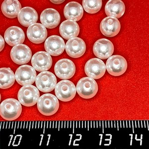 Бусины пластик 8 мм, цвет Жемчужный Белый, 20 гр/ок 75 штук/упаковка