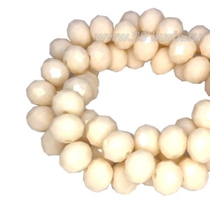 Бусина хрустальная рондель 8*6 мм непрозрачный светлый экрю около 40 см/нить