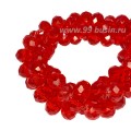 Бусина хрустальная Рондель 8*6 мм прозрачный насыщенный красный около 40 см/нить