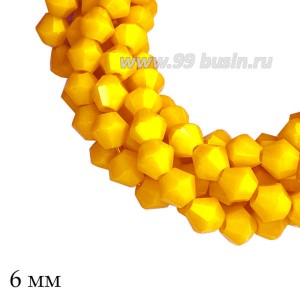 Бусины хрустальные биконус 6 мм непрозрачный мандариновый нить ок. 29 см/48 штук