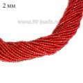 Бусины хрустальные граненые на нити 2 мм красный, около 37 см нить/200 бусин