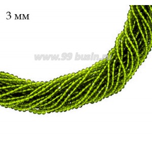 Бусины хрустальные граненые круглые 3 мм на нити, цвет светло-зеленый, около 36 см нить/123 бусины Бусины хрустальные граненые круглые 3 мм на нити, цвет светло-зеленый, около 36 см нить/123 бусины