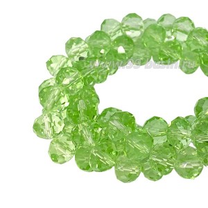 Бусина хрустальная Рондель 8*6 мм светло-зеленый около 40 см/нить