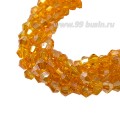 Бусина хрустальная биконус 3,5 мм оранжевый/перламутр длина нити около 41 см/135 штук Бусина хрустальная биконус 3,5 мм оранжевый/перламутр длина нити около 41 см/135 штук