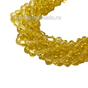Бусина хрустальная биконус 3,5 мм песочный длина нити около 42 см/130 штук