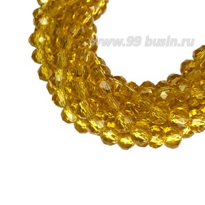 Бусины хрустальные Рондель 3,7*3 мм охра коричневая, 34 см нить/около 125 бусин