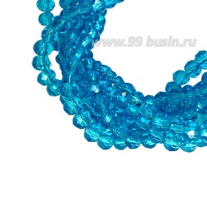 Бусины хрустальные Рондель 3,7*3 мм морская волна, 35 см нить/около 135 бусин