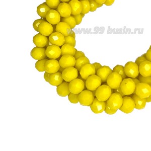 Бусины хрустальные Рондель 3,7*3 мм темно-желтый непрозрачный, 37 см нить/около 125 бусин