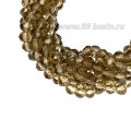 Бусины хрустальные Рондель 3*2 мм бистр, около 40 см нить/170 бусин