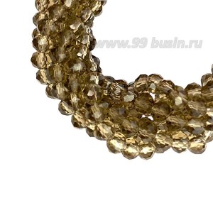 Бусины хрустальные Рондель 3*2 мм бистр, около 40 см нить/170 бусин