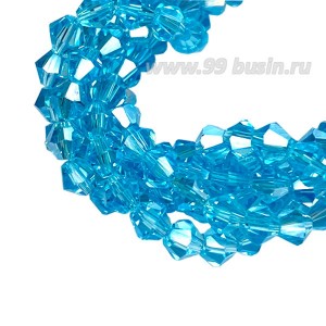 Бусина хрустальная биконус 4,5 мм светлая морская волна/перламутр длина нити около 42 см/105 штук Бусина хрустальная биконус 4,5 мм светлая морская волна/перламутр длина нити около 42 см/105 штук