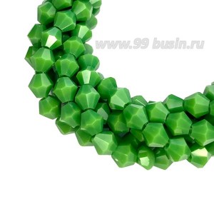 Бусина хрустальная биконус 4,5 мм непрозрачный папоротник длина нити около 41 см/105 штук