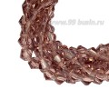 Бусина хрустальная биконус 4,5 мм светлый аметист длина нити около 41 см/105 штук