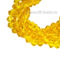 Бусина хрустальная биконус 4,5 мм оранжево-желтый длина нити около 40 см/105 штук Бусина хрустальная биконус 4,5 мм оранжево-желтый длина нити около 40 см/105 штук