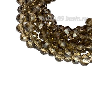 Бусины хрустальные Рондель 3,7*3 мм бистр, 37 см нить/около 125 бусин