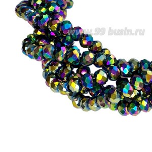 Бусины хрустальные Рондель 3*2 мм мультиколор, около 40 см нить/165 бусин